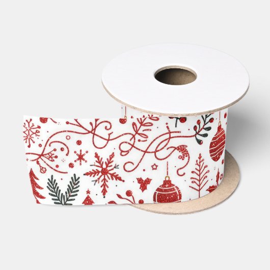 Rode Witte Kerst Satijnen Lint (Spoel)