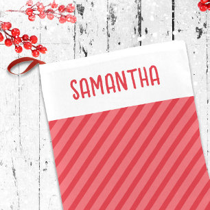 Rode witte kerststrepen gepersonaliseerd kleine kerstsok