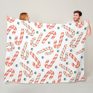 RODE & WITTE KERSTSUIKERRIETJES FLEECE DEKEN