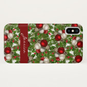 Rode witte kerstversiering kerst Holly Case-Mate iPhone Case (Achterkant (horizontaal))