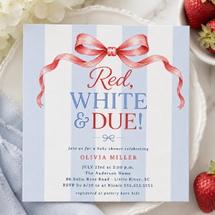Rode Witte & Komende Baby Shower Uitnodiging