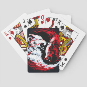 Rode Witte Kosmische Wolf Krijger Pokerkaarten