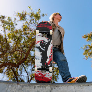 Rode Witte Kosmische Wolf Krijger Skateboard