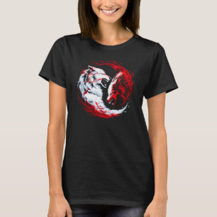 Rode Witte Kosmische Wolf Krijger T-shirt