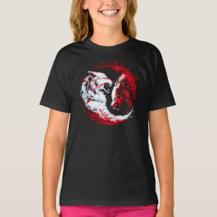Rode Witte Kosmische Wolf Krijger T-shirt