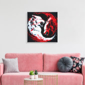 Rode Witte Kosmische Wolfkrijger Canvas Afdruk (Insitu (Woonkamer))