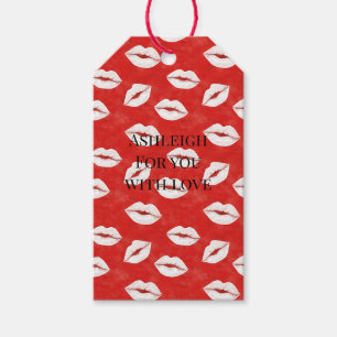 Rode Witte Kus Lippen Flirterig Liefde Valentijnsd Cadeaulabel