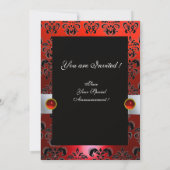 RODE WITTE LINT & ZWARTE DAMAST MONOGRAM Ruby Kaart (Achterkant)