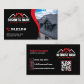 Rode Witte Logo Dakdekker QR-code Visitekaartje (Voorkant / Achterkant)