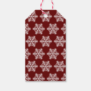 Rode Witte Moderne Sneeuwvlok Kerst Patroon Cadeaulabel