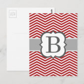 Rode witte monogram letter B Chevron Briefkaart (Voorkant / Achterkant)