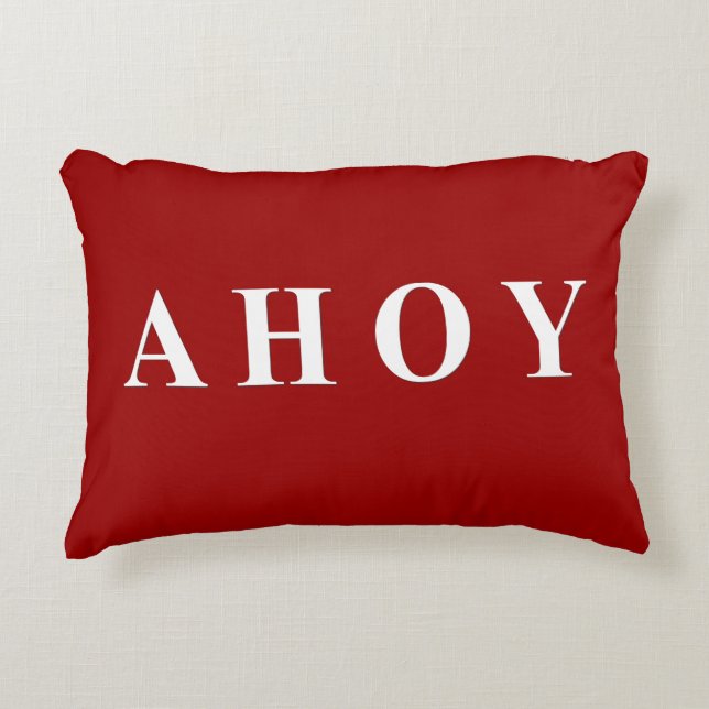 Rode witte, nagelachtige zeilstapes accent kussen (Voorkant)