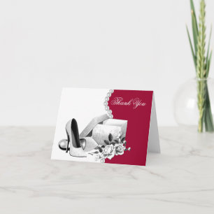 Rode witte parels hoge hak schoenen dank u kaarten