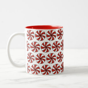 Rode witte peppermint Snoep Mint Holiday Kerstmis Tweekleurige Koffiemok
