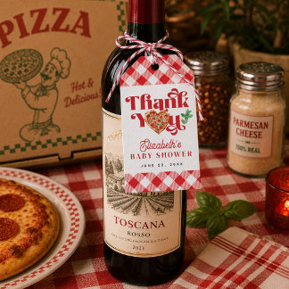 Rode Witte Pizza Thema Favor Tags Cadeaulabel