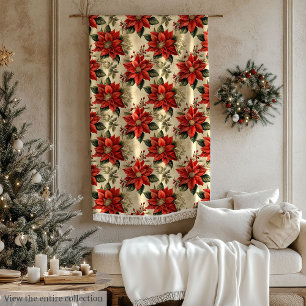 Rode & Witte Poinsettia Dekbed Waterverf Kerstmis Fleece Deken