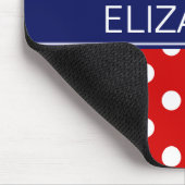 Rode witte pokadots #2 Navy Name Monogram Muismat (Hoek)