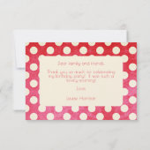Rode Witte Polka Dot Birthday Bedankkaart (Achterkant)