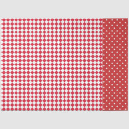 Rode Witte Polka Dot Checkerboard Designer Tissuepapier