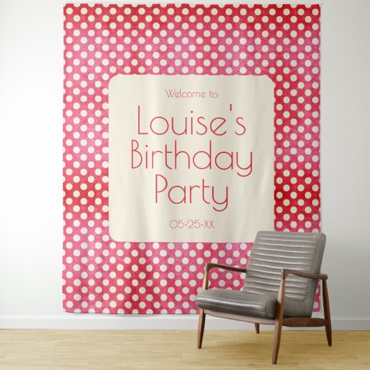 rode witte pooldop Birthday Wall achtergrond Wandkleed (In situ)