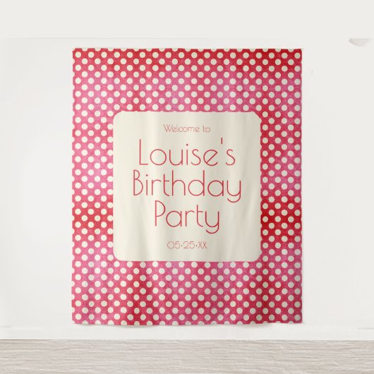 rode witte pooldop Birthday Wall achtergrond Wandkleed (Voorkant)