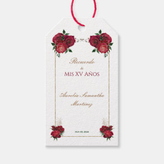 Rode, Witte, Quinceañera Herinnering Cadeautag Cadeaulabel