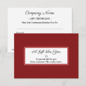 Rode witte rechthoek Lijst Gifting Kaart (Voorkant / Achterkant)