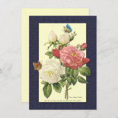 Rode witte rozen en vlinder aangepaste uitnodiging (Voorkant / Achterkant)