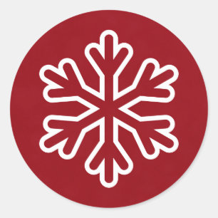 Rode & Witte Sneeuwvlok - Cirkelsticker Ronde Sticker