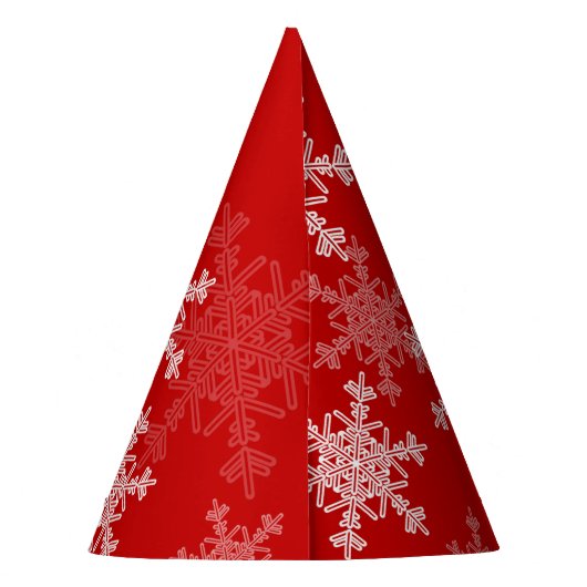 Rode Witte Sneeuwvlokken Minimalistische Kerstmis Feesthoedjes (Achterkant)