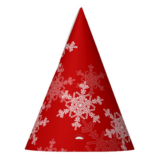 Rode Witte Sneeuwvlokken Minimalistische Kerstmis Feesthoedjes (Links)