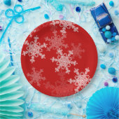 Rode Witte Sneeuwvlokken Minimalistische Kerstmis Papieren Bordje (Feest)