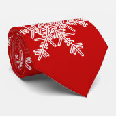 Rode Witte Sneeuwvlokken Minimalistische Kerstmis Stropdas (Opgerold)