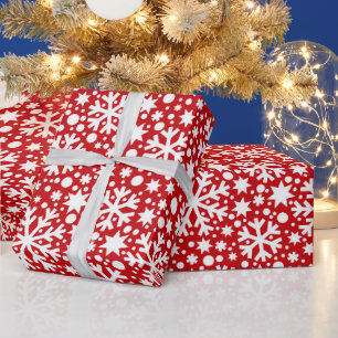 Rode witte sneeuwvlokverpakking cadeaupapier