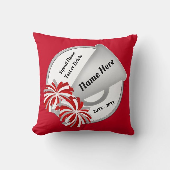 Rode, witte, speciaal gepersonaliseerde Sierkussen (Voorkant)
