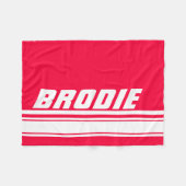 Rode witte streep, aangepaste naam fleece blanket (Voorkant (Horizontaal))