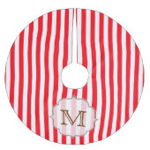 Rode witte streep Snoep Monogram Initiaal Kerstboom Rok (Voorkant)