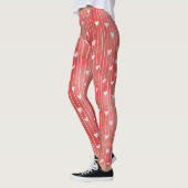 Rode Witte Strepen Harten Leggings (Links)