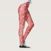 Rode Witte Strepen Harten Leggings (Rechts)