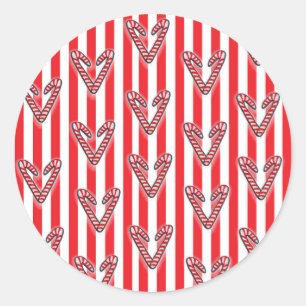 Rode witte strepen Lollipops Harten Ronde Sticker