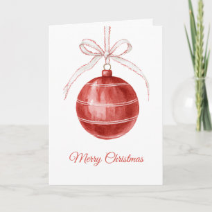 Rode Witte Strik Ornament Kerstmis Kaart