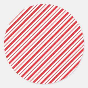 Rode Witte Suikerstok Strepen Vakantie Kerstmis Ronde Sticker