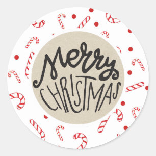 Rode Witte Suikerstokken Kerst Feest Polka Stippen Ronde Sticker