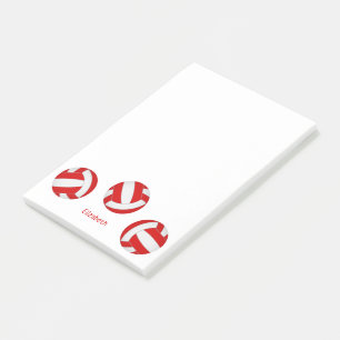 rode witte teamkleuren gepersonaliseerd volleybal post-it® notes