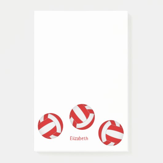 rode witte teamkleuren gepersonaliseerd volleybal post-it® notes (Voorkant)
