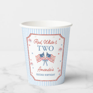 Rode Witte & Twee 4 Juli Verjaardag Papieren Beker