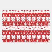 Rode witte vakantiebomen, slee en sneeuwpoppen inpakpapier vel (Voorkant)