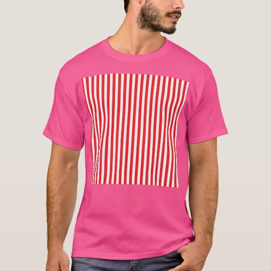 Rode witte verticale streep t-shirt (Voorkant)