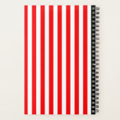 Rode Witte Verticale Strepen Zwarte Monogram Planner (Achterkant)