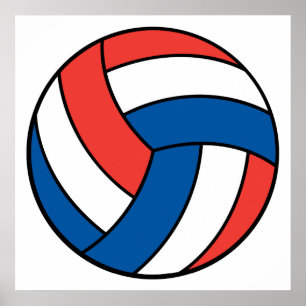 rode witte volleybal poster
